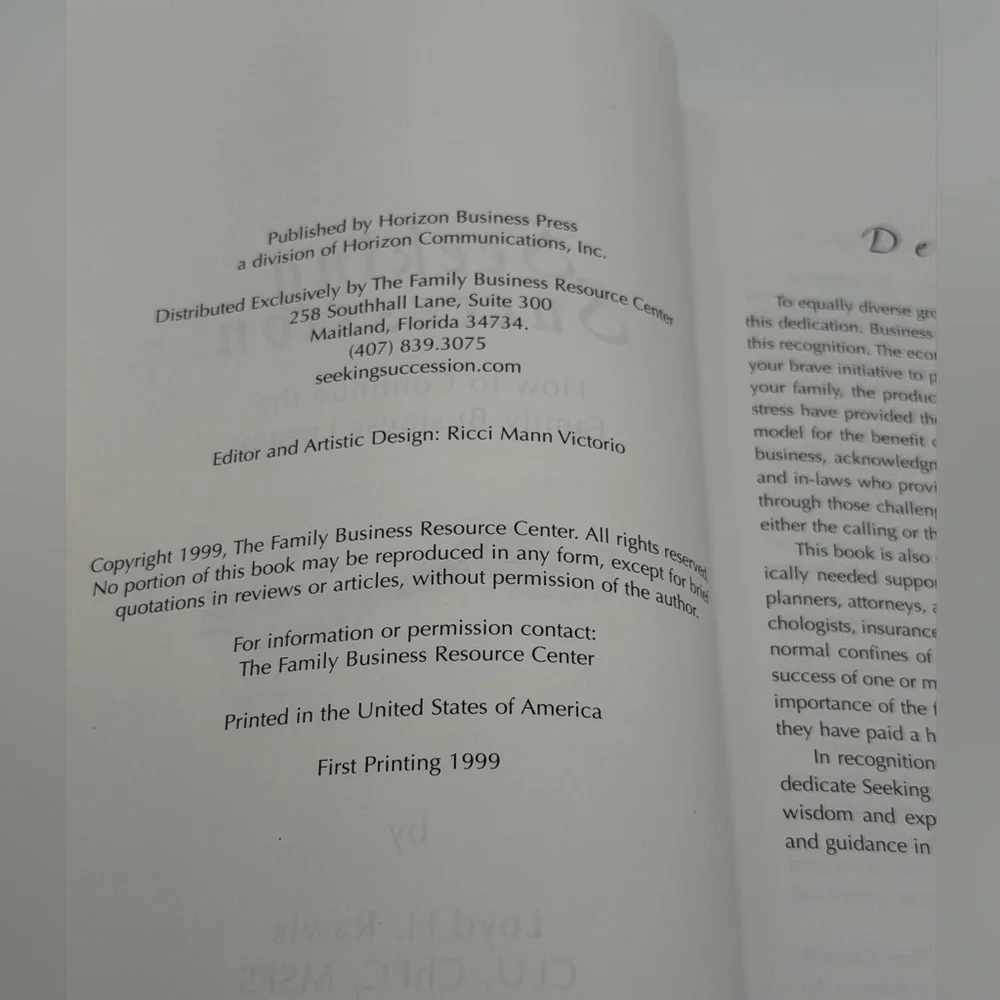 Seeking Succession: How to Continue the Family Business Legacy by Loyd H. Rawls